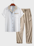 Fernando - Camisa cubana con contraste texturizado y pantalones de corte recto