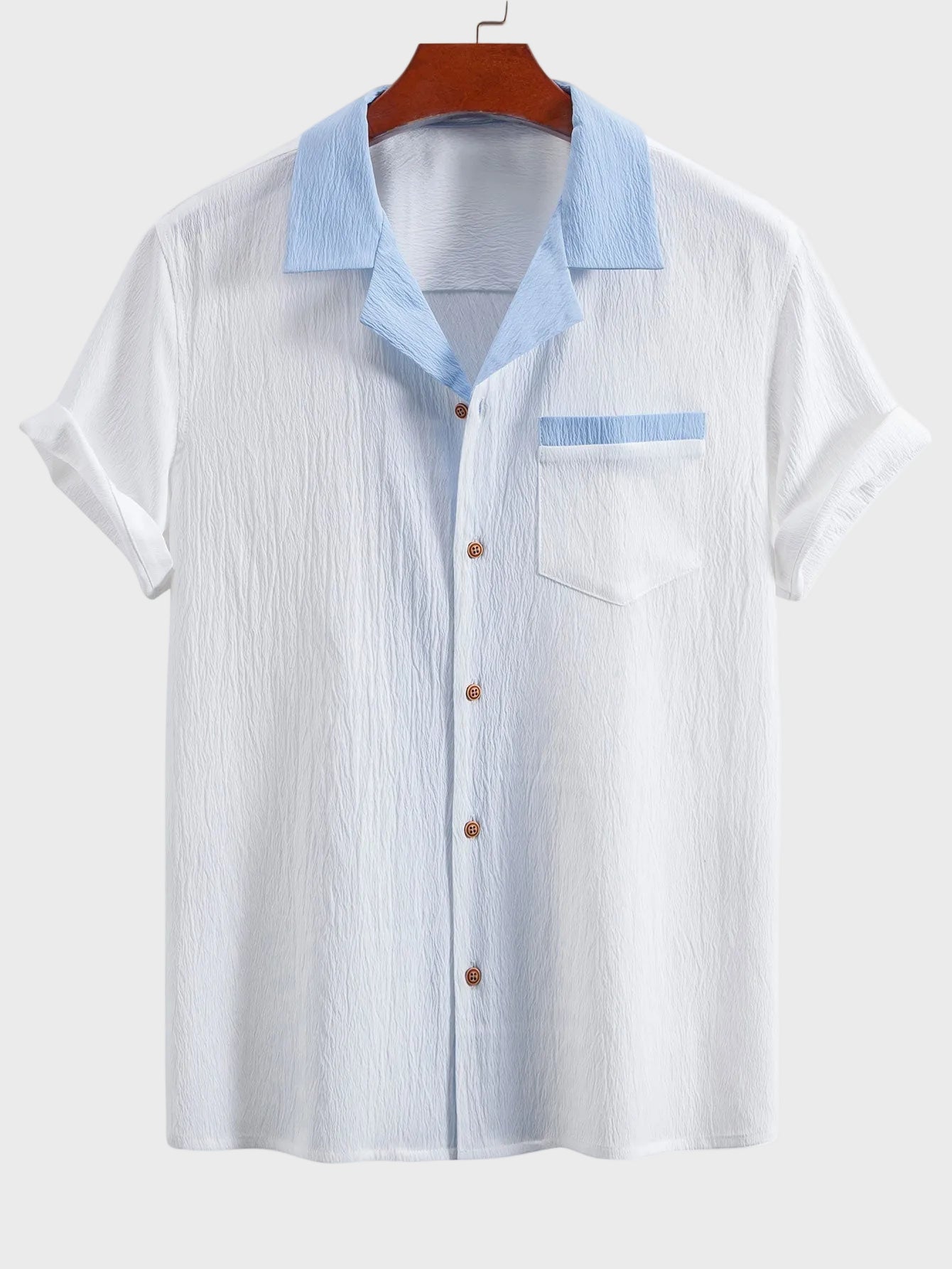 Fernando - Camisa cubana con contraste texturizado y pantalones de corte recto