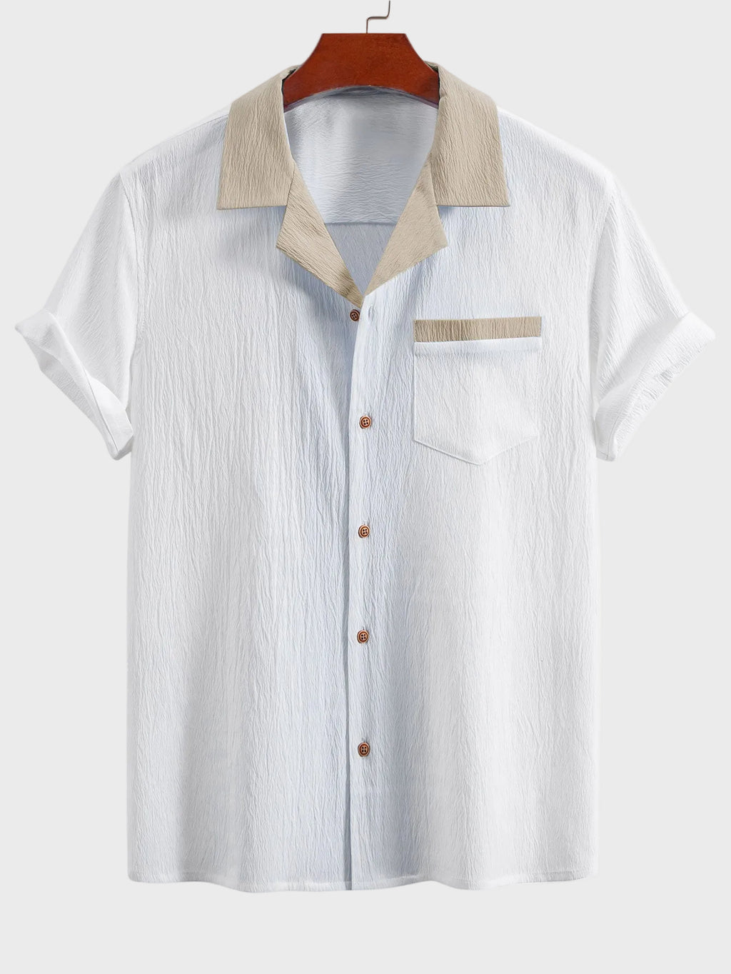 Fernando - Camisa cubana con contraste texturizado y pantalones de corte recto