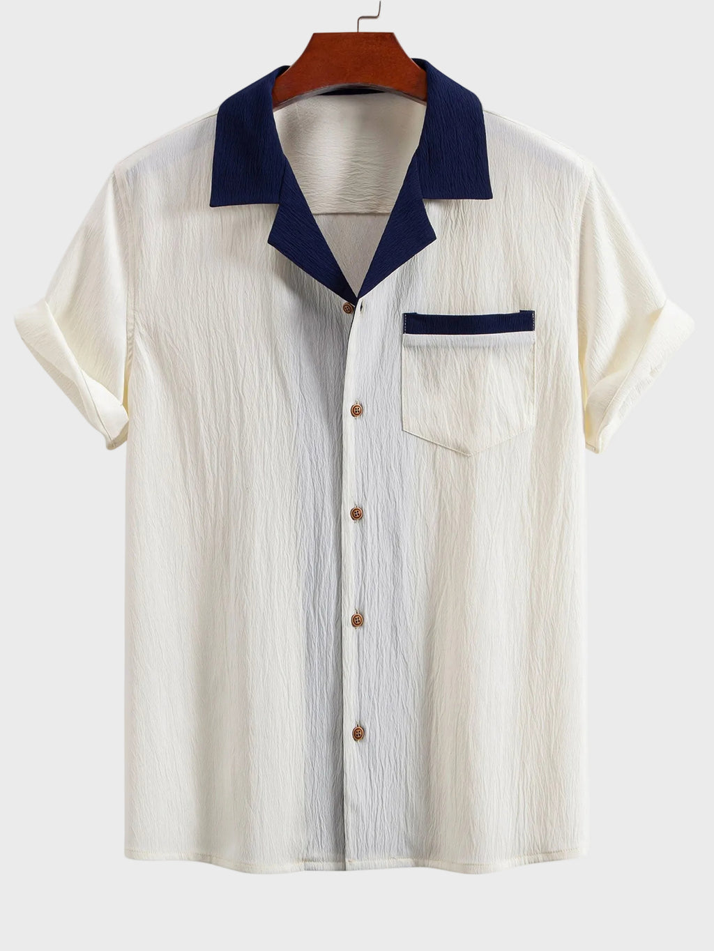 Fernando - Camisa cubana con contraste texturizado y pantalones de corte recto