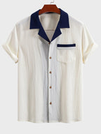 Fernando - Camisa cubana con contraste texturizado y pantalones de corte recto