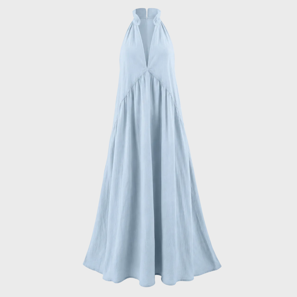 Clara - Vestido largo con cuello alto abierto sin mangas