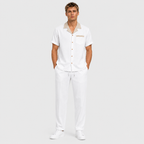 Fernando - Camisa cubana con contraste texturizado y pantalones de corte recto