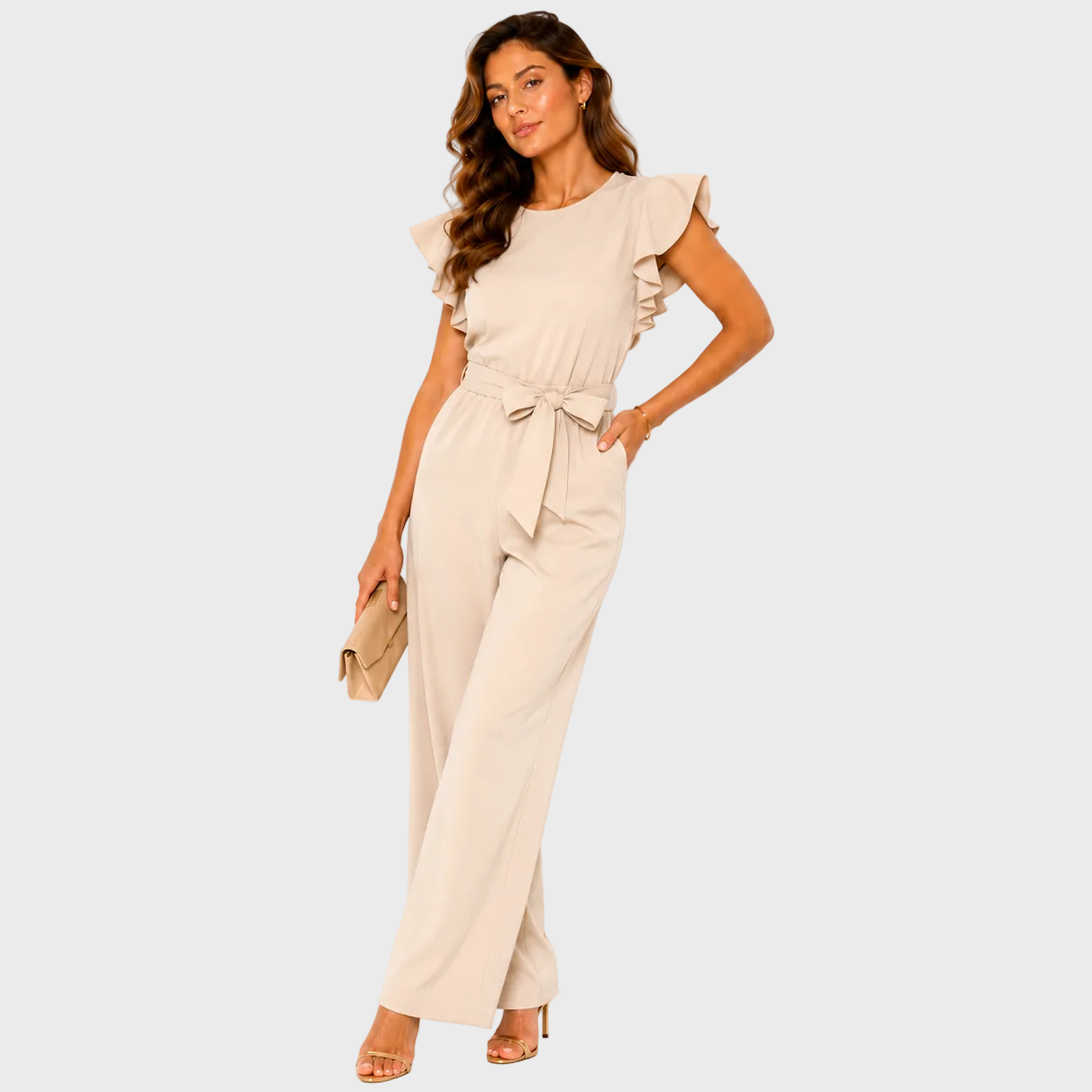 Fernanda - Mono Largo Elegante con Detalle de Lazo en Cintura