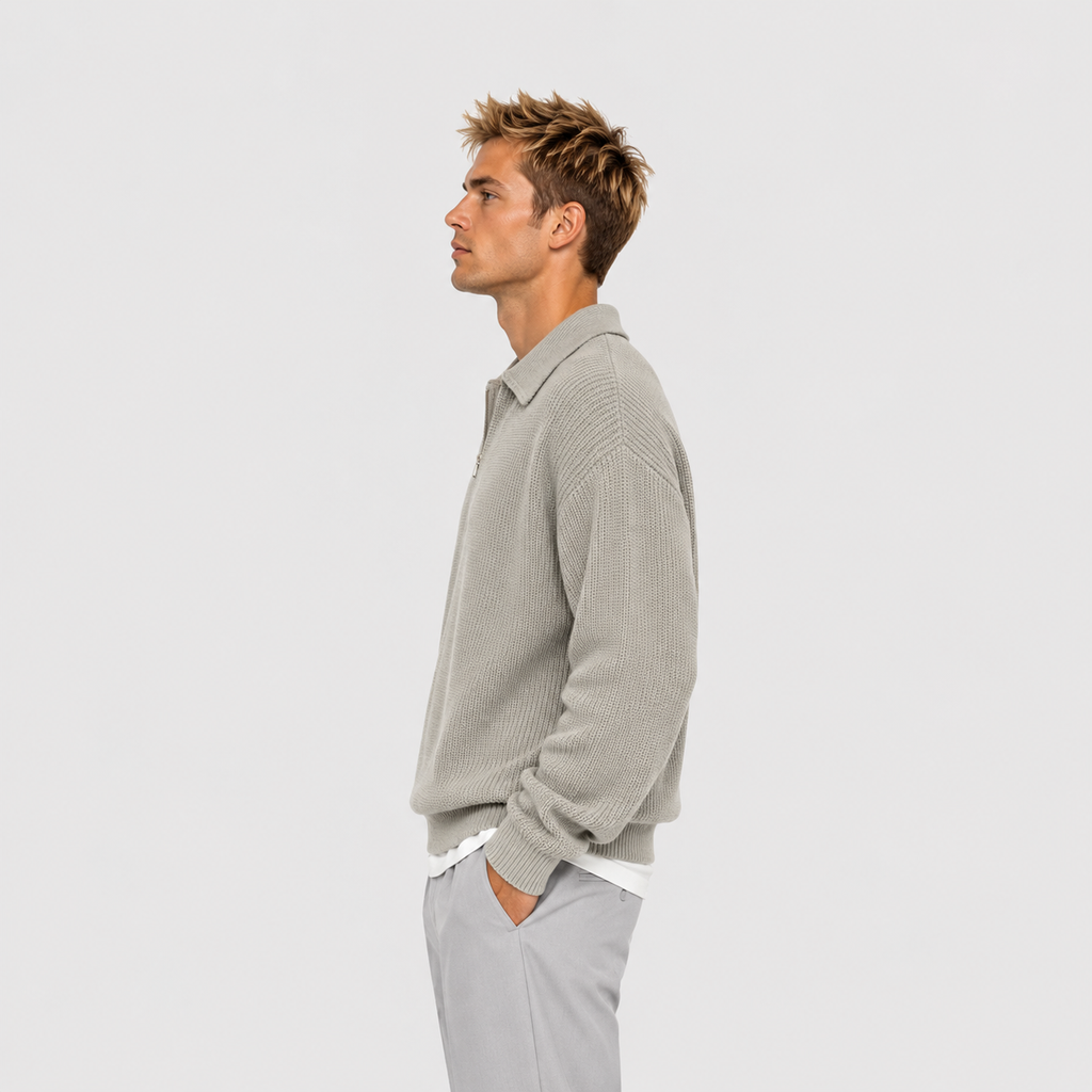 Mario - Jersey de punto para hombre Negro Acogedor