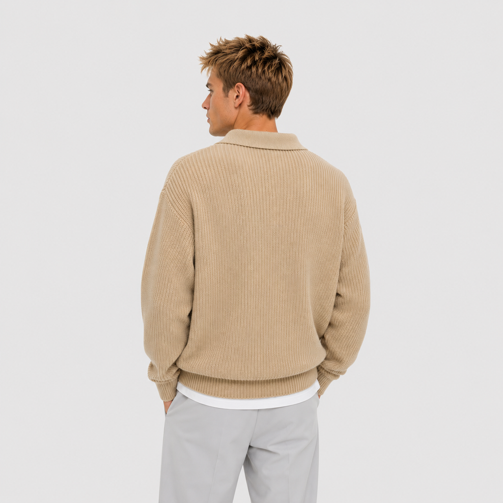 Mario - Jersey de punto para hombre Negro Acogedor