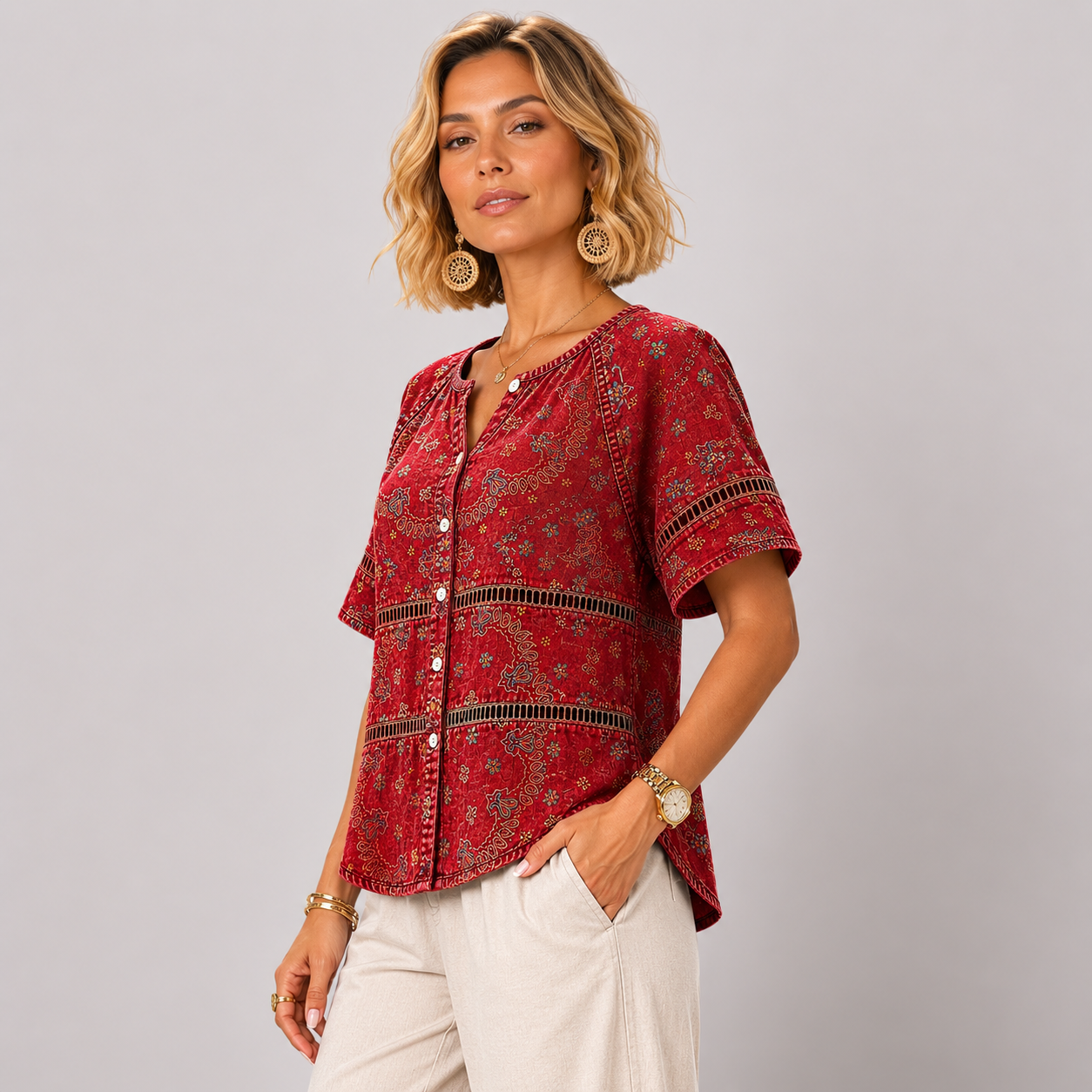 Marina - Blusa étnica vintage