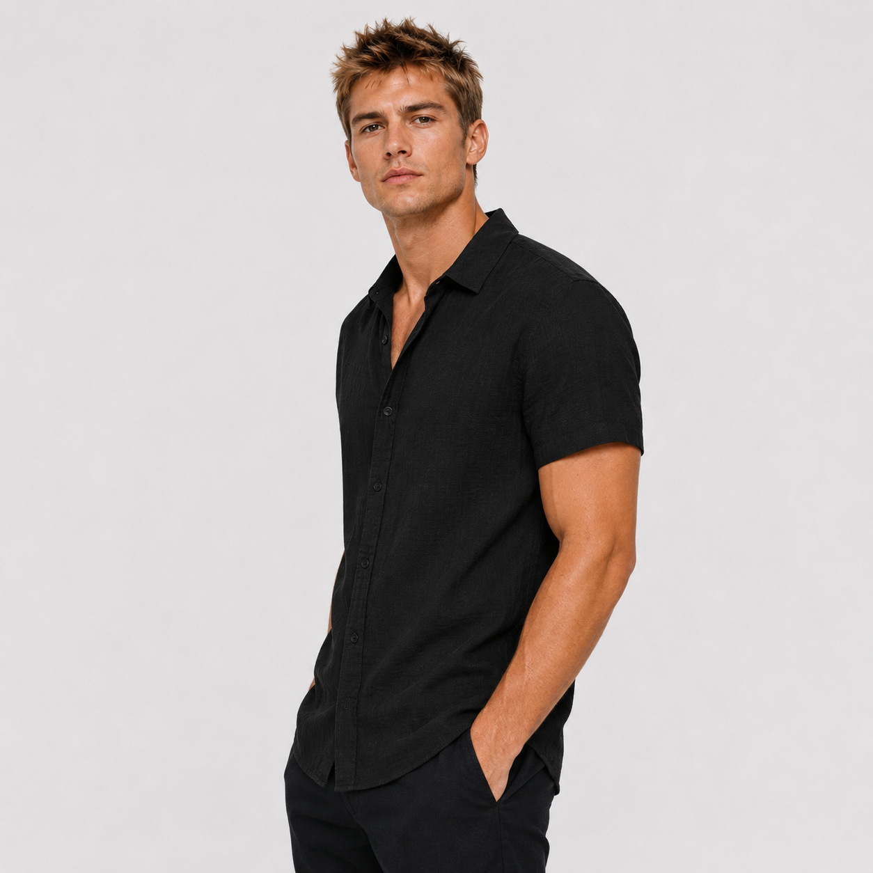 Marcos - Camisa de Lino Premium Manga Corta